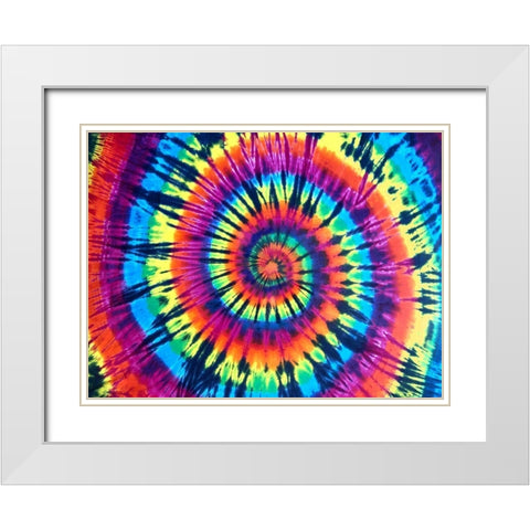 Tie Dye Rainbow White Modern Wood Framed Art Print with Double Matting by Kearns, Molly
