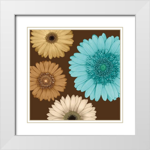 Daisy Quartet II White Modern Wood Framed Art Print with Double Matting by Blake, Lindsay