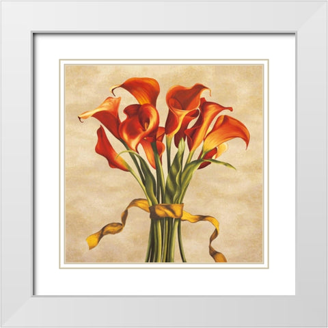 Bouquet ambra White Modern Wood Framed Art Print with Double Matting by Corradini, Lisa