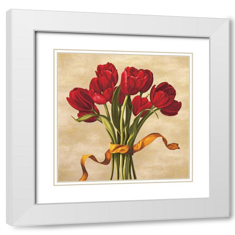 Bouquet rubino White Modern Wood Framed Art Print with Double Matting by Corradini, Lisa