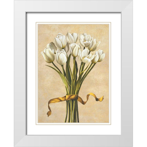 Bouquet candido White Modern Wood Framed Art Print with Double Matting by Corradini, Lisa