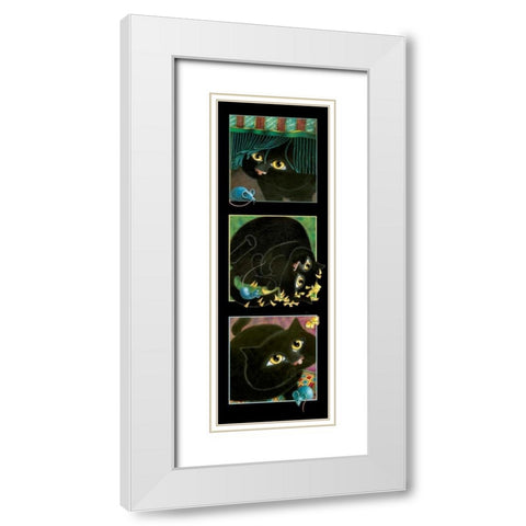 A Cat Never Tells-Trio II White Modern Wood Framed Art Print with Double Matting by Seeley, Laura