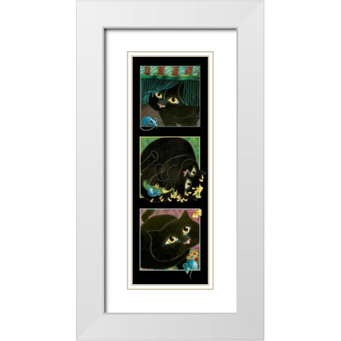 A Cat Never Tells-Trio II White Modern Wood Framed Art Print with Double Matting by Seeley, Laura