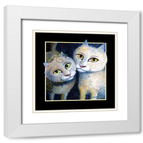 Angels (Black with Mouse) White Modern Wood Framed Art Print with Double Matting by Seeley, Laura