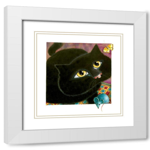 Angels and Wings (Yellow) White Modern Wood Framed Art Print with Double Matting by Seeley, Laura