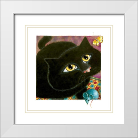 Angels and Wings (Yellow) White Modern Wood Framed Art Print with Double Matting by Seeley, Laura