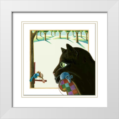 Best Seat in the House (Green) White Modern Wood Framed Art Print with Double Matting by Seeley, Laura