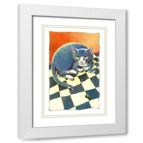 Blue Ribbon Baby White Modern Wood Framed Art Print with Double Matting by Seeley, Laura