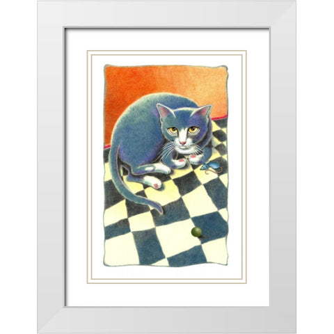 Blue Ribbon Baby White Modern Wood Framed Art Print with Double Matting by Seeley, Laura