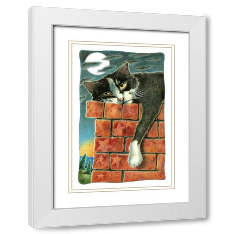 Chimney Sweep (with Moon) White Modern Wood Framed Art Print with Double Matting by Seeley, Laura