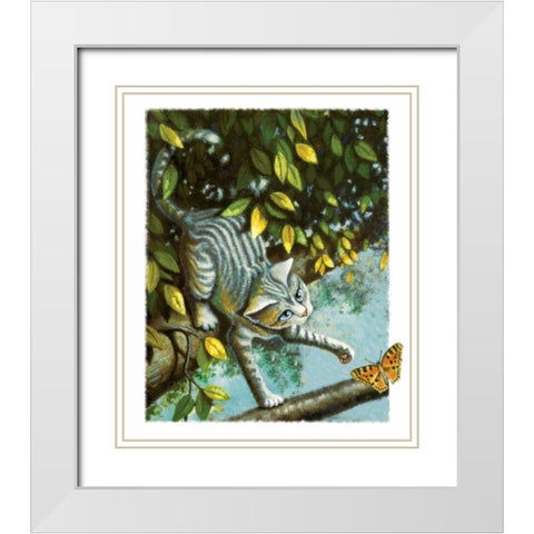 Flutterby White Modern Wood Framed Art Print with Double Matting by Seeley, Laura