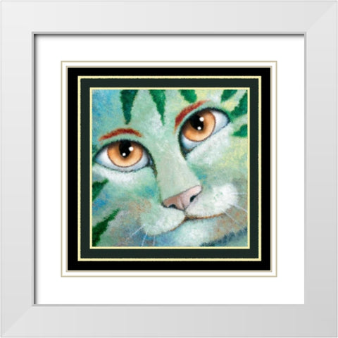 Party Time (Detail Green) White Modern Wood Framed Art Print with Double Matting by Seeley, Laura
