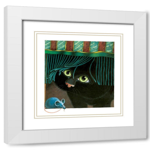 Peek-A-Boo (Green) White Modern Wood Framed Art Print with Double Matting by Seeley, Laura