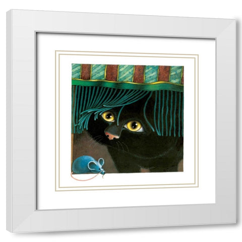 Peek-A-Boo (Yellow) White Modern Wood Framed Art Print with Double Matting by Seeley, Laura