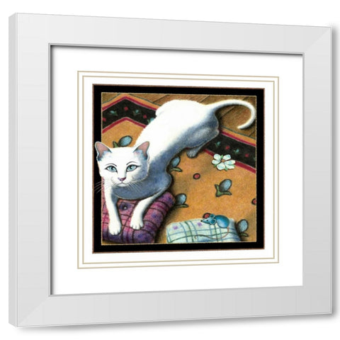 Pillow Talk (with Mouse) White Modern Wood Framed Art Print with Double Matting by Seeley, Laura