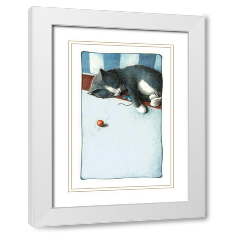 Power Nap White Modern Wood Framed Art Print with Double Matting by Seeley, Laura
