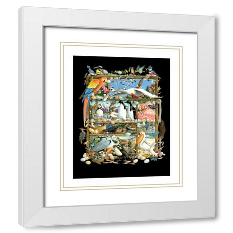 Shadowbox Hunt -Birds of a Fea White Modern Wood Framed Art Print with Double Matting by Seeley, Laura