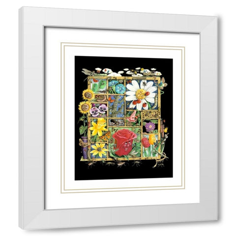 Shadowbox Hunt -Bugs and Bloss White Modern Wood Framed Art Print with Double Matting by Seeley, Laura