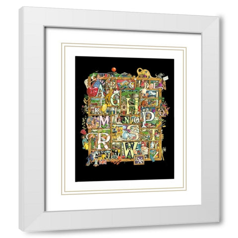 Shadowbox Hunt -Alphabet Soup White Modern Wood Framed Art Print with Double Matting by Seeley, Laura