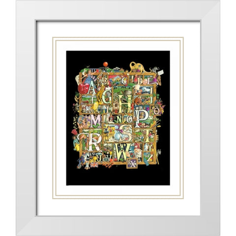 Shadowbox Hunt -Alphabet Soup White Modern Wood Framed Art Print with Double Matting by Seeley, Laura