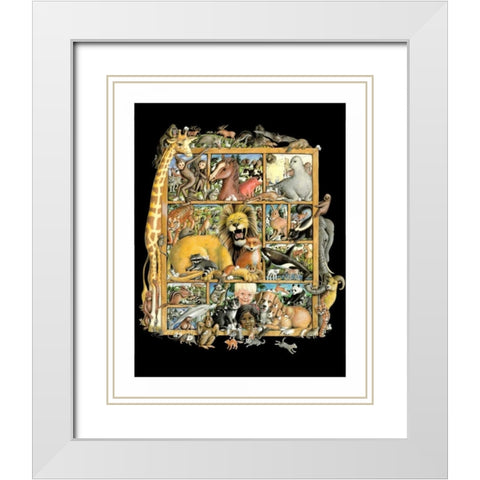 Shadowbox Hunt -Mammal Menager White Modern Wood Framed Art Print with Double Matting by Seeley, Laura