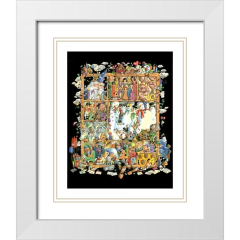 Shadowbox Hunt -Count to Ten White Modern Wood Framed Art Print with Double Matting by Seeley, Laura