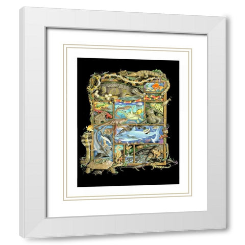 Shadowbox Hunt -Reptiles, Fish White Modern Wood Framed Art Print with Double Matting by Seeley, Laura