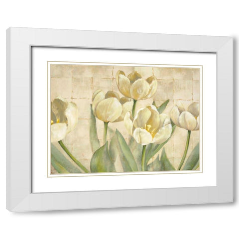 White Tulips on Ivory White Modern Wood Framed Art Print with Double Matting by Mckee, Lauren