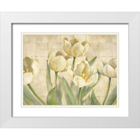 White Tulips on Ivory White Modern Wood Framed Art Print with Double Matting by Mckee, Lauren