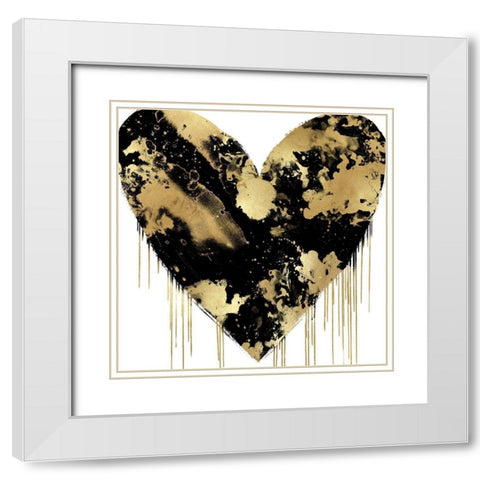 Big Hearted Black and Gold White Modern Wood Framed Art Print with Double Matting by Rodgers, Lindsay