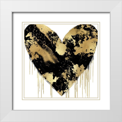 Big Hearted Black and Gold White Modern Wood Framed Art Print with Double Matting by Rodgers, Lindsay