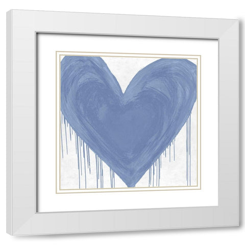 Big Hearted Blue White Modern Wood Framed Art Print with Double Matting by Rodgers, Lindsay