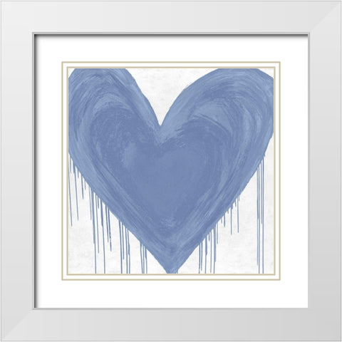 Big Hearted Blue White Modern Wood Framed Art Print with Double Matting by Rodgers, Lindsay