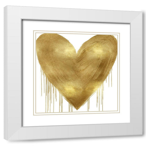Big Hearted Gold White Modern Wood Framed Art Print with Double Matting by Rodgers, Lindsay