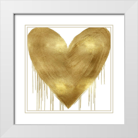 Big Hearted Gold White Modern Wood Framed Art Print with Double Matting by Rodgers, Lindsay