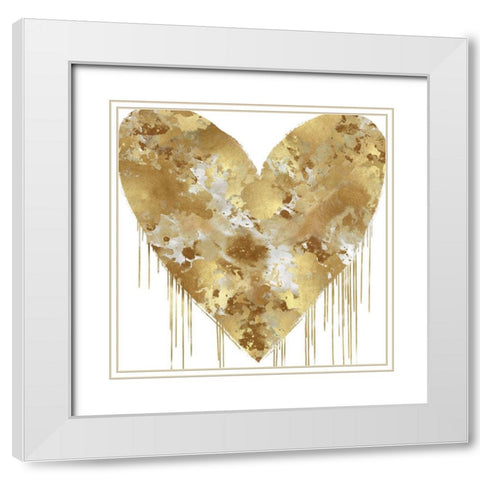 Big Hearted Gold and White White Modern Wood Framed Art Print with Double Matting by Rodgers, Lindsay