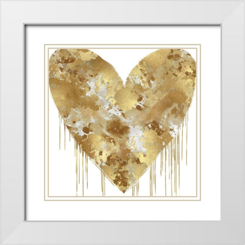 Big Hearted Gold and White White Modern Wood Framed Art Print with Double Matting by Rodgers, Lindsay