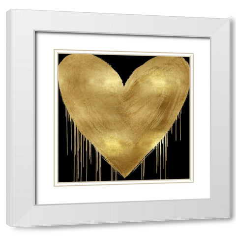 Big Hearted Gold on Black White Modern Wood Framed Art Print with Double Matting by Rodgers, Lindsay