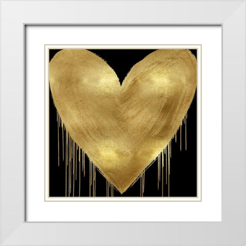 Big Hearted Gold on Black White Modern Wood Framed Art Print with Double Matting by Rodgers, Lindsay