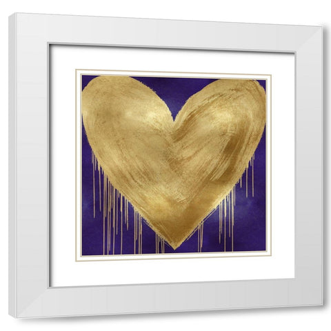 Big Hearted Gold on Purple White Modern Wood Framed Art Print with Double Matting by Rodgers, Lindsay