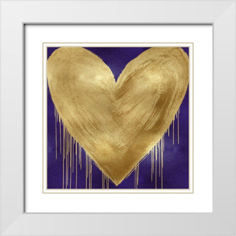 Big Hearted Gold on Purple White Modern Wood Framed Art Print with Double Matting by Rodgers, Lindsay