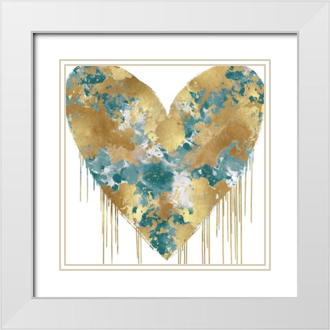 Big Hearted Green and Gold White Modern Wood Framed Art Print with Double Matting by Rodgers, Lindsay