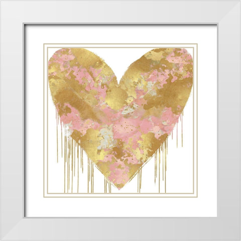 Big Hearted Pink and Gold White Modern Wood Framed Art Print with Double Matting by Rodgers, Lindsay