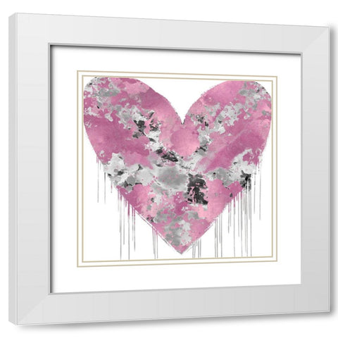 Big Hearted Pink and Silver White Modern Wood Framed Art Print with Double Matting by Rodgers, Lindsay