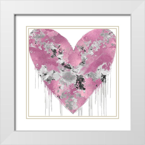 Big Hearted Pink and Silver White Modern Wood Framed Art Print with Double Matting by Rodgers, Lindsay