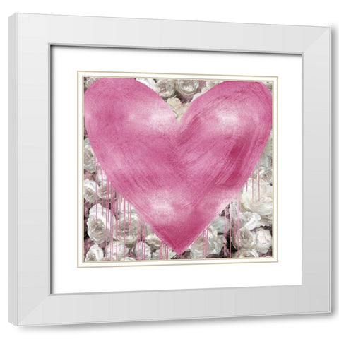 Big Hearted Pink on Flowers White Modern Wood Framed Art Print with Double Matting by Rodgers, Lindsay