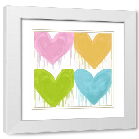 Big Hearted Quartet I White Modern Wood Framed Art Print with Double Matting by Rodgers, Lindsay