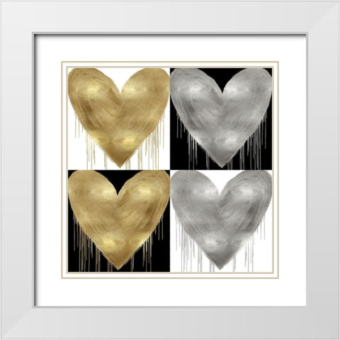Big Hearted Quartet III White Modern Wood Framed Art Print with Double Matting by Rodgers, Lindsay