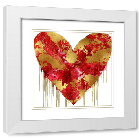 Big Hearted Red and Gold White Modern Wood Framed Art Print with Double Matting by Rodgers, Lindsay