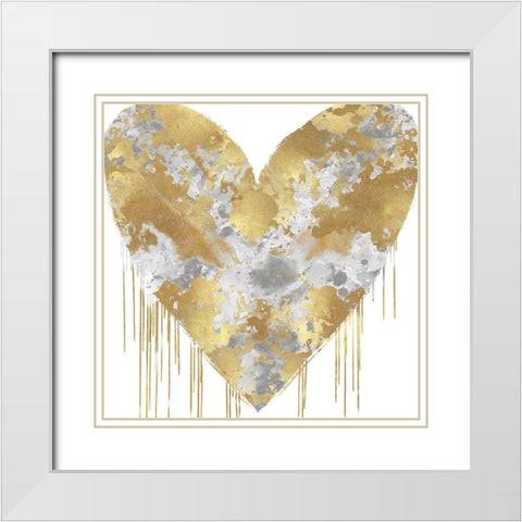 Big Hearted Silver and Gold White Modern Wood Framed Art Print with Double Matting by Rodgers, Lindsay